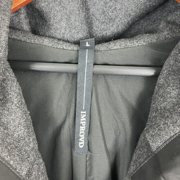 Improvd Jacket Women’s L Gray Wool Blend Hooded Goth zippers - Picture 3 of 8